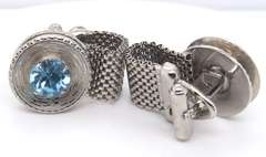 Vintage Sterling Silver Gemstone Cufflinks