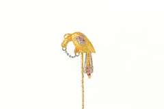 18K Yellow Gold Victorian Vulture Diamond Ruby Unique Pin/Brooch