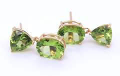 Fantastic Yellow Gold Peridot Dangle Earrings