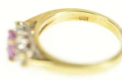 14K Yellow Gold 0.69 Ctw Pink Sapphire Diamond Engagement Ring