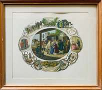 Vintage The Postmaster Lithograph