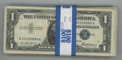 Pack of 100 Series of 1957 $1 Silver Certificate notes