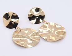 Gorgeous Yellow Gold Double Disk Dangle Earrings