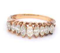 Wonderful 14kt YG Graduated Marquise Diamond Ring