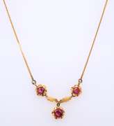 Vintage 18kt Ruby Leaf Necklace