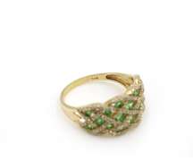 Radiant 1.50ct Tsavorite and Diamond Ring in 14K