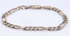 Vintage Italian Sterling Silver Figaro Chain Bracelet