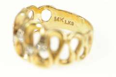 14K Yellow Gold 1960's Retro Wavy Loop Diamond Statement Ring