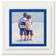Lucelle Raad, "A Day At the Seaside" Framed Original Acrylic Painting on Board, Hand Signed with Letter of Authenticity.