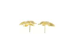 14K Yellow Gold Ruby Ornate Sea Star Fish Statement Stud Earrings