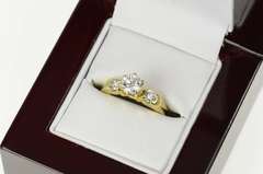 14K Yellow Gold 0.95 Ctw Classic Three Diamond Engagement Ring
