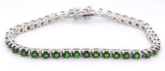 Sterling Silver Green Stone Tennis Bracelet