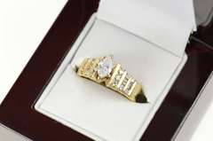 14K Yellow Gold 0.91 Ctw Marquise Diamond Engagement Ring