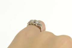 14K White Gold Art Deco Diamond Ornate Floral Statement Ring