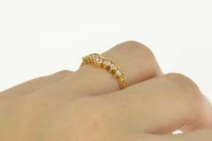 14K Yellow Gold Chevron Curved Classic CZ Wedding Band Ring