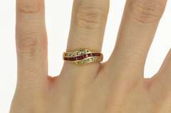 18K Yellow Gold 0.98 Ctw Natural Ruby Diamond Wavy Band Ring