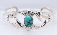 Sterling Silver Signed Wilson Bengay Navajo Turquoise Bangle