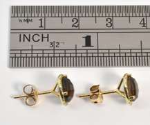 Tasteful Smokey Topaz & Diamond Earrings in 14K YG