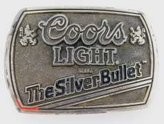 Vintage Coors Light Silver Bullet Belt Buckle