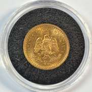 Superb Gem BU 1945 Mexico 2.5 Pesos Gold piece. Custom holder