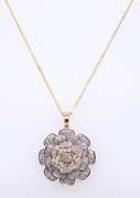 Sparkling Yellow Gold Diamond Flower Necklace