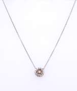 Sparkling White Gold Brown and White Diamond Pendant on Chain