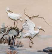 Beautiful Unique Work Embossed Herons Artwork