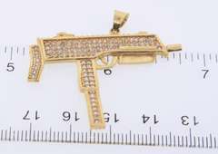 Yellow Gold Cubic Zirconia Machine Gun Pendant