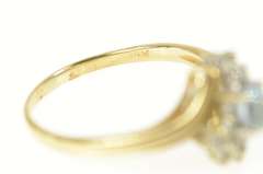 14K Yellow Gold Oval Blue Topaz Diamond Cluster Bypass Ring