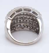 Powerful White Gold Triple Row Baguette Dome Ring