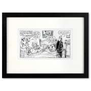 Bizarro, "Deathbed" is a Framed Original Pen & Ink Drawing by Dan Piraro, Hand Signed with Letter of Authenticity.