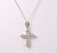 Beautiful Crystal Cross Pendant Necklace in Sterling Silver