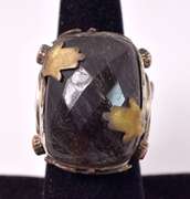 Magnificent Massive Approx. 17.85CTS Rutilated Quartz and Ruby Ring in Sterling Silver