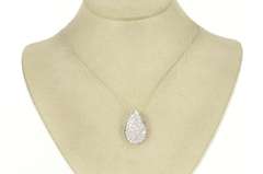 14K White Gold 2.00 Ctw Pave Diamond Pear Tear Drop Pendant/Pin