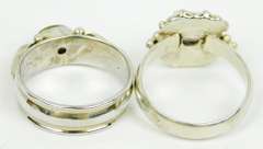 2 Sterling Silver Rings - Moonstone & Labradorite, 8