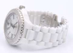 Hidalgo White Ceramic Roman Dial Diamond Bezel Watch