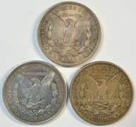 1921 P-D-S Morgan Silver Dollars. Last year of issue