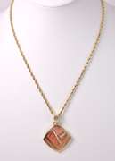 Beautiful Coral and Opal Pendant Necklace in 14K Yellow Gold