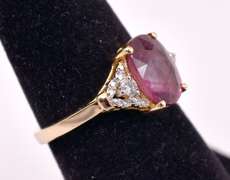 Ravishing Approx. 3.02CTS Ruby and Approx. 0.10CTW Diamond in Gold Plated Sterling Silver