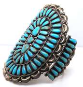 Vintage Sterling Silver Signed Turquoise Cuff Bangle