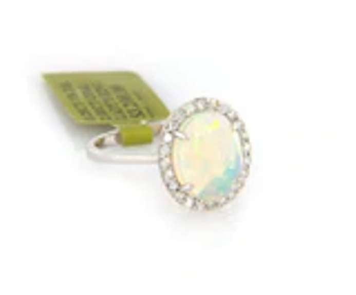 Attractive New oval Opal Cabochon and Diamond Ring