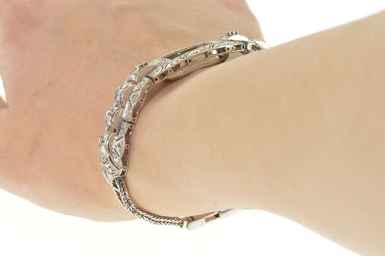 Platinum 1.04 Ctw Art Deco Diamond Watch Case Bracelet