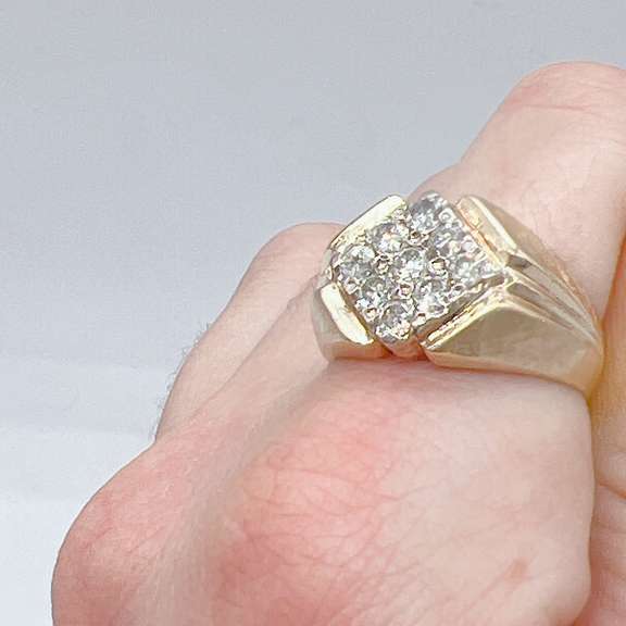 Men's 14kt Yellow Gold & Diamond Band Ring