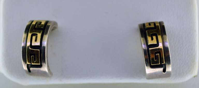 Sterling Silver And 14KT Yellow Gold Half Moon Earrings