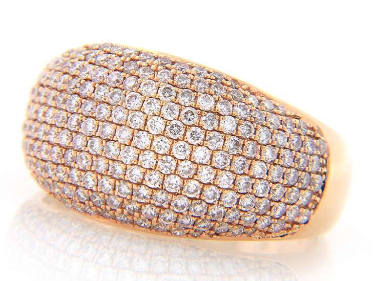 Attractive Rose Gold Diamond Multi Row Dome Ring