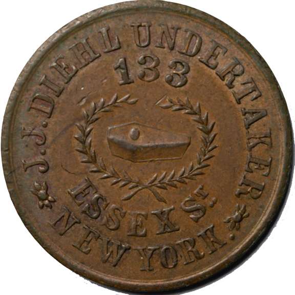 1863 J J Diehl N Y Undertaker Civil War Store Card