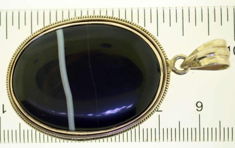 Sterling Silver Oval Black Sardonyx Pendant