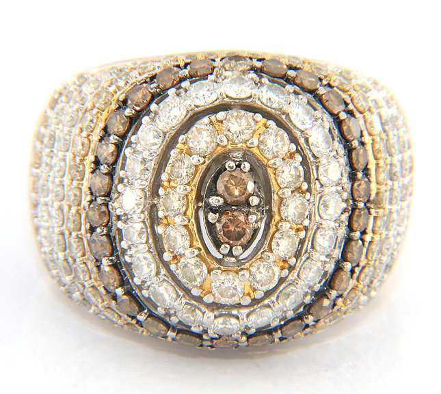 Powerful Chocolate Diamond and White Diamond Dome Ring in White Gold