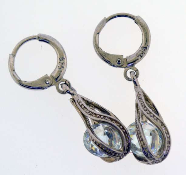 Sterling Silver Crystal Dangle Earrings