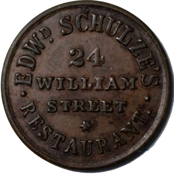 1863 EDWD Schultz s. NY City NY Restaurant Civil War Store Card.